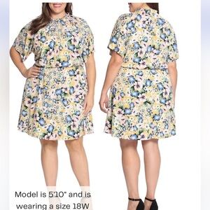 Nwt Maggy London Ruffle Ditsy Floral Print Blossom‎ Dress Size 8